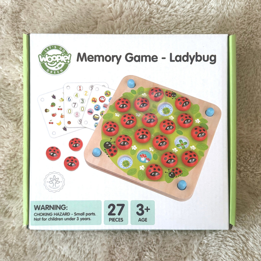 WOOPIE GREEN Memory Drewniana Gra Pamięciowa Edukacyjna Układanka Biedronka