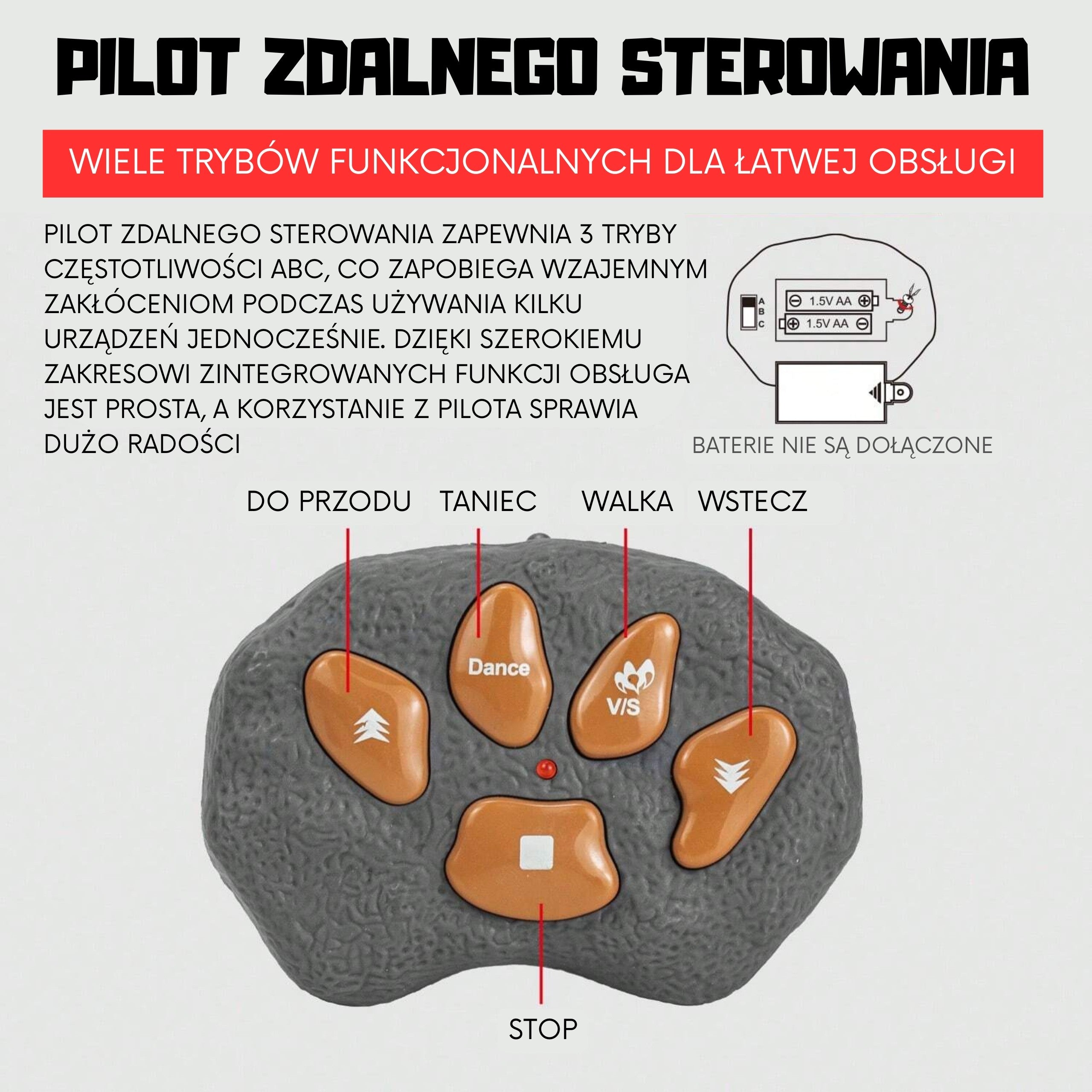 Woopie Dinozaur Zdalnie Sterowany RC Stegozaur Światło Dźwięk