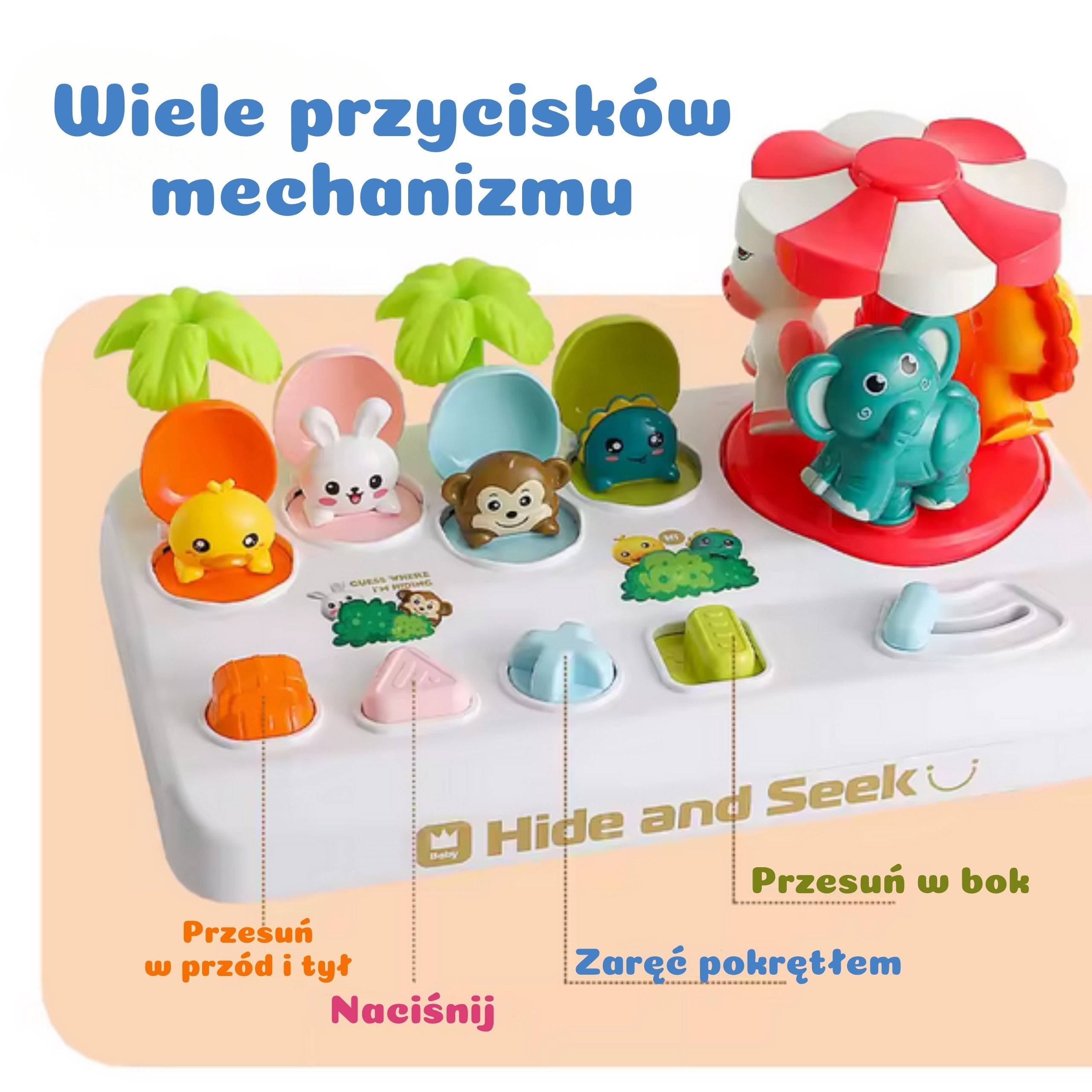 WOOPIE BABY Wyskakujące Zwierzątka Pop Up Karuzela Zabawka Interaktywna