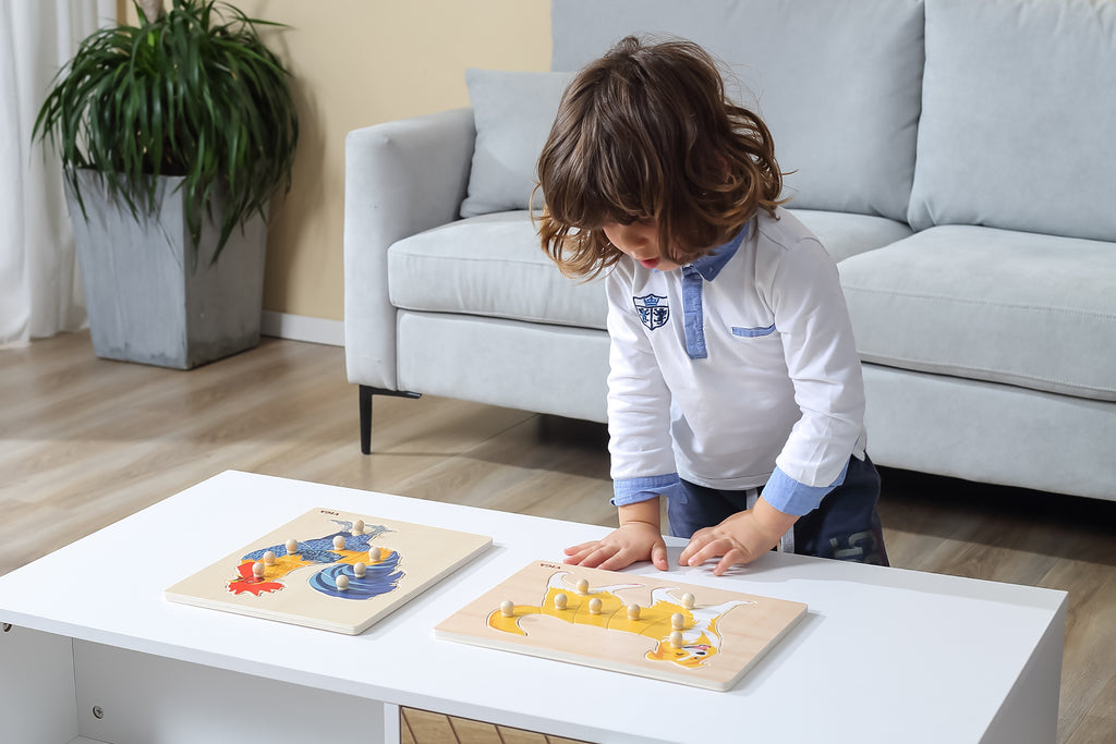 VIGA Drewniane Puzzle Montessori Kogut z Pinezkami