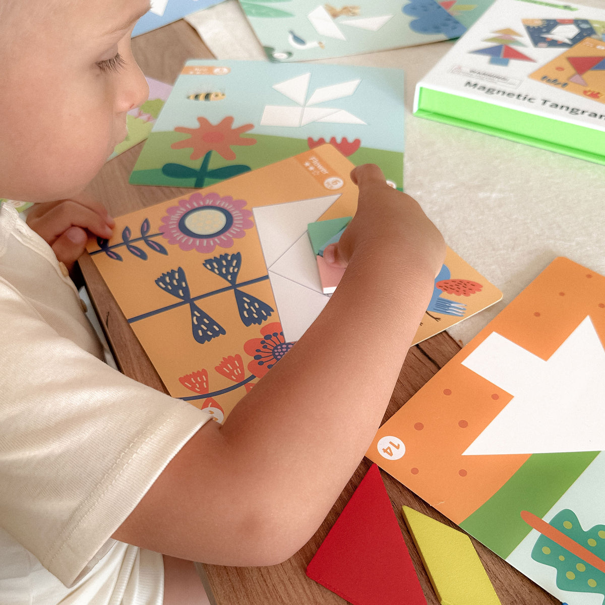 TOOKY TOY Puzzle Tangram Układanka dla Dzieci Nauka Kształtów Figury Kształty 18el.