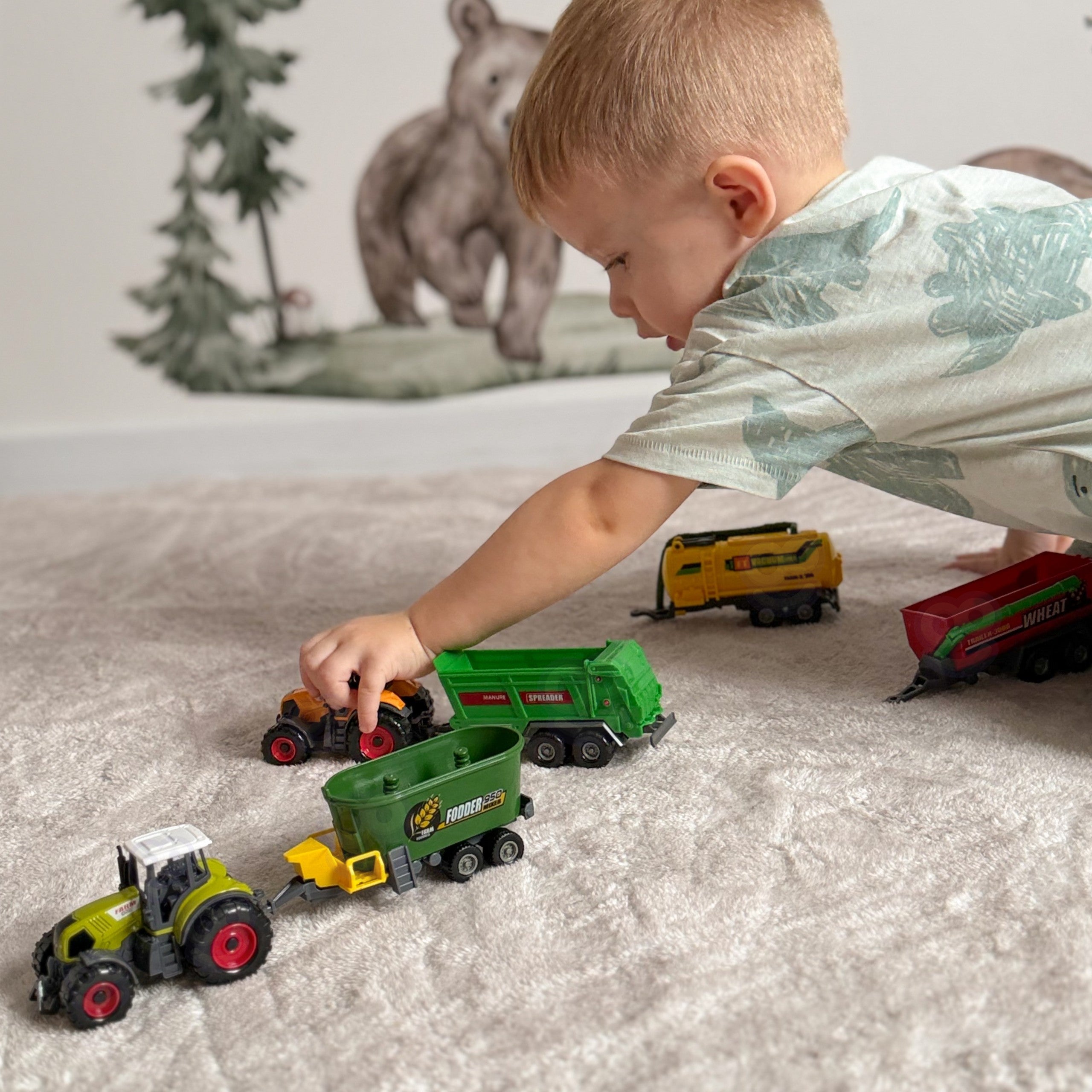 WOOPIE Zestaw Mini Farmera Traktory z Przyczepami