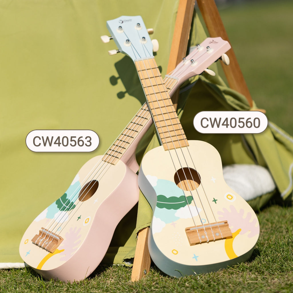 CLASSIC WORLD Drewniane Ukulele Gitara dla Dzieci Różowa