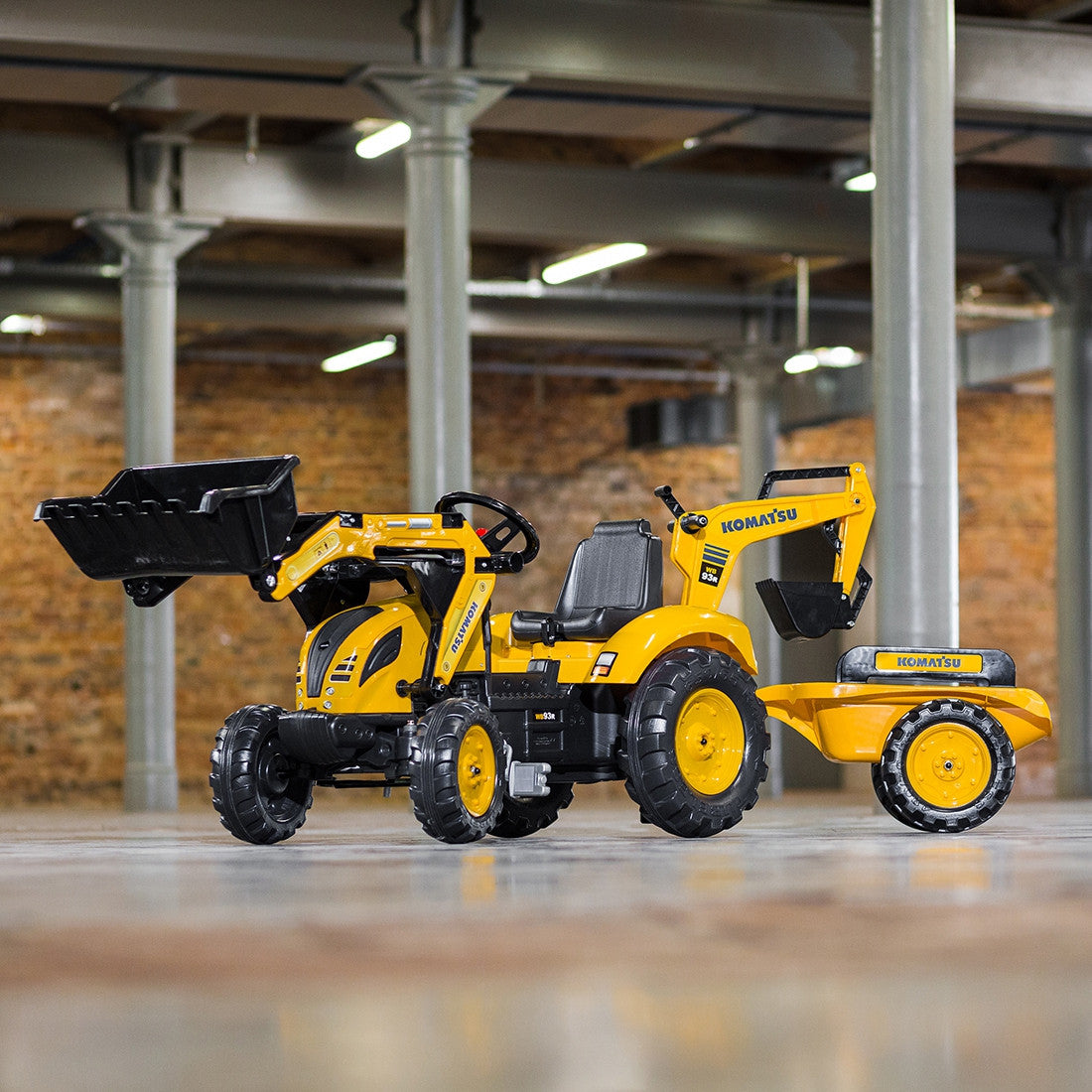 FALK Traktor na Pedały Komatsu Koparko-Ładowarka z Przyczepą 3-7 lat