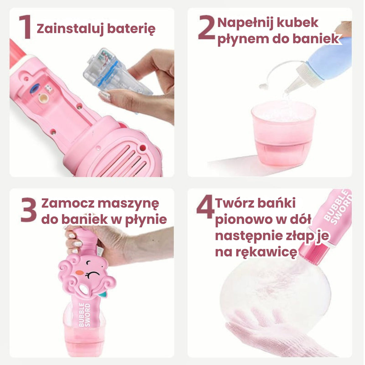 WOOPIE Magiczny Pistolet Na Bańki z Dymem Maszynka Do Baniek Jednorożec