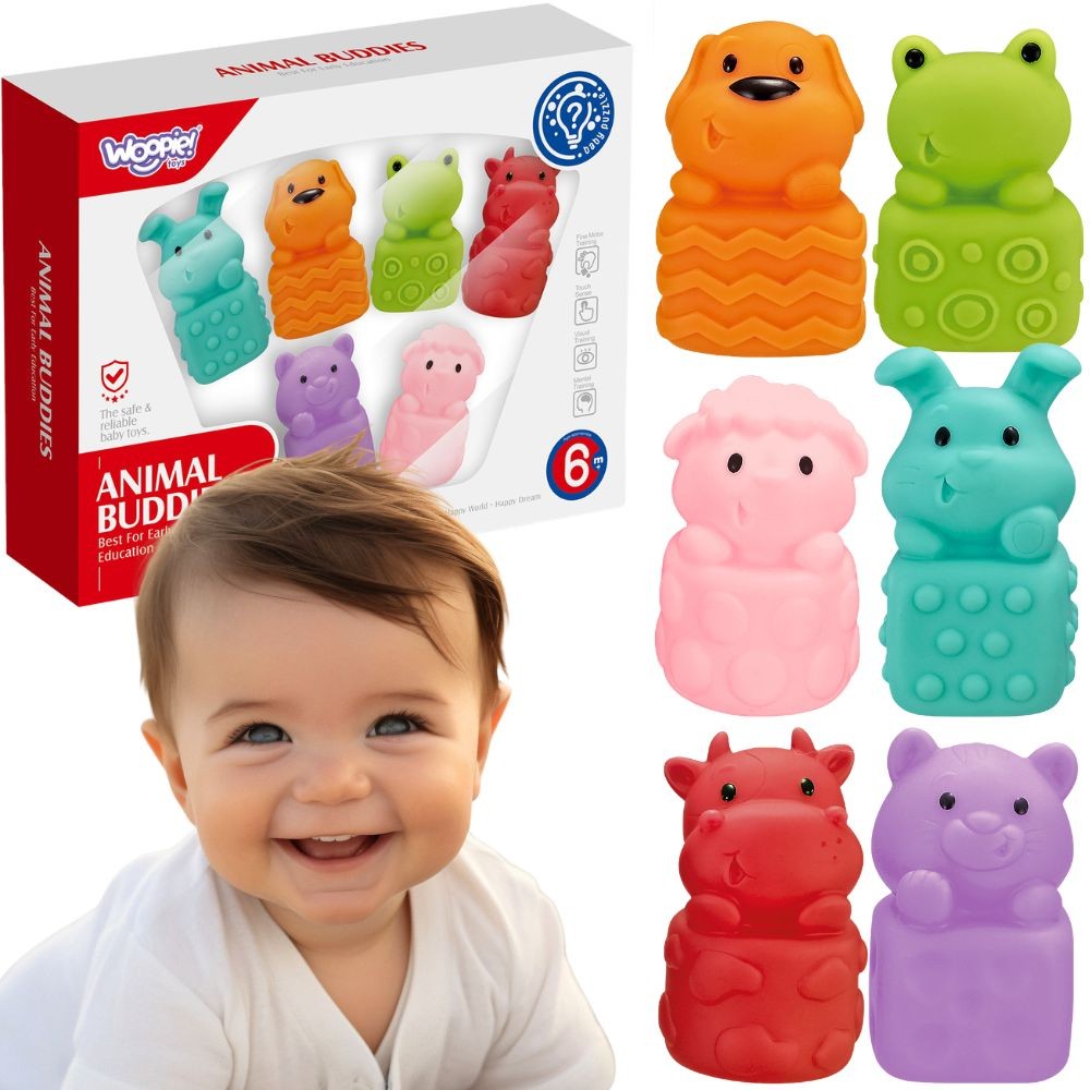 WOOPIE BABY Zwierzątka Sensoryczne Miękkie Zestaw 6 szt