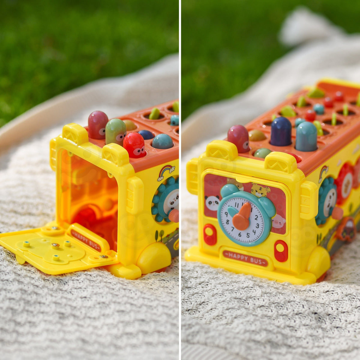 WOOPIE BABY Interaktywny Autobus Montessori Edukacyjny 6w1 Młoteczek Cymbałki +18 m