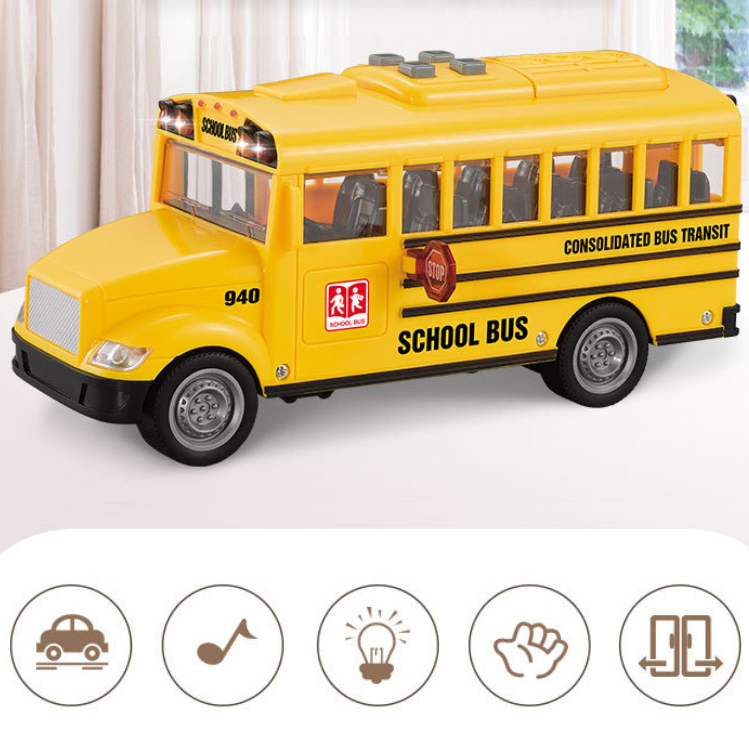 WOOPIE  Interaktywny Autobus Szkolny Elektryczny 1:20 Światło Dźwięk Prezent