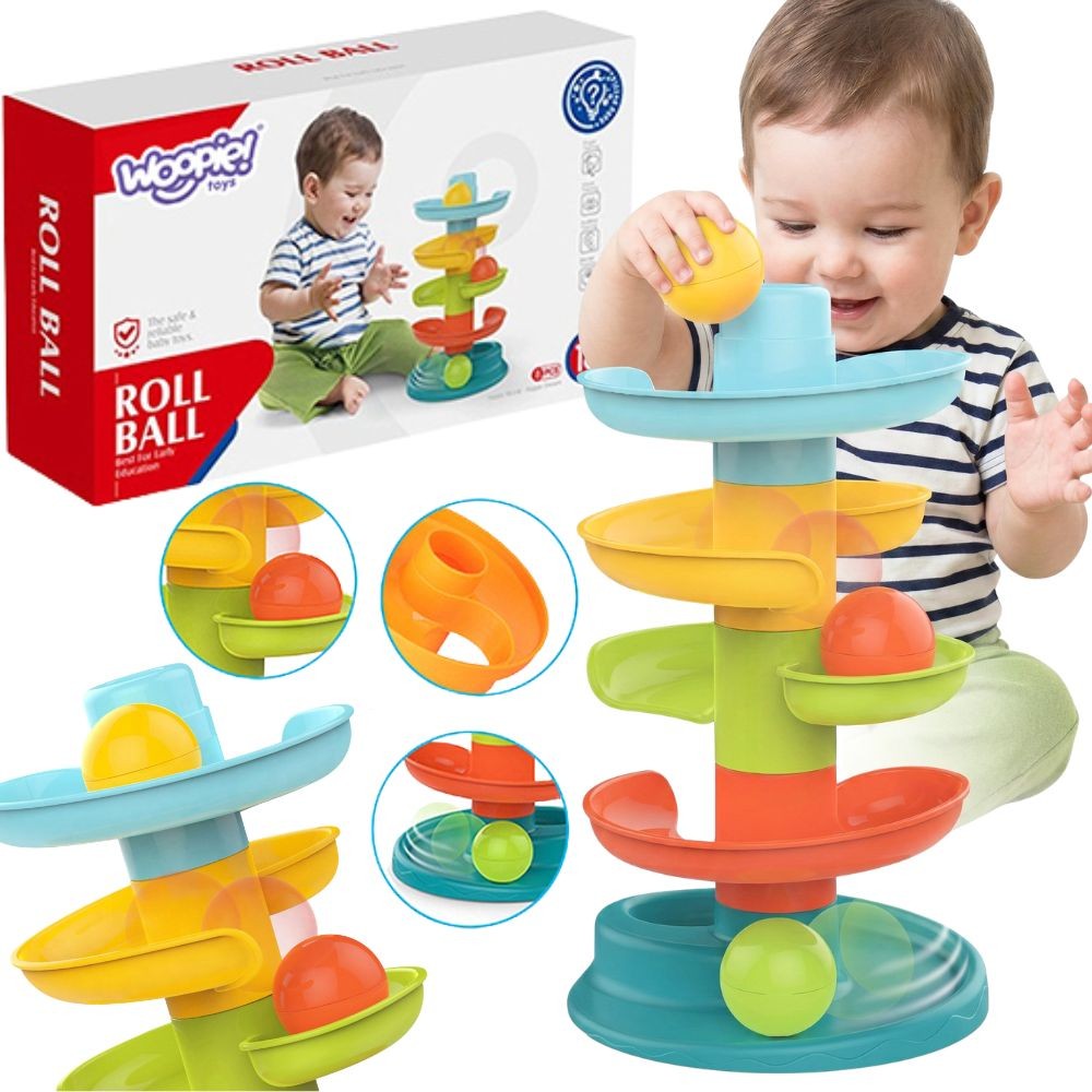 WOOPIE BABY Kulodrom Tor Kulkowy Zestaw Spirala + 3 Kulki