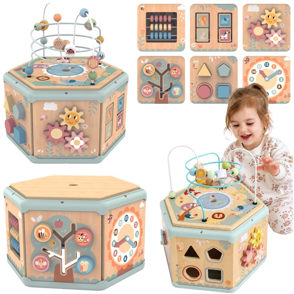 TOOKY TOY Drewniany Sześciokąt Montessori Otwierane Pudełko