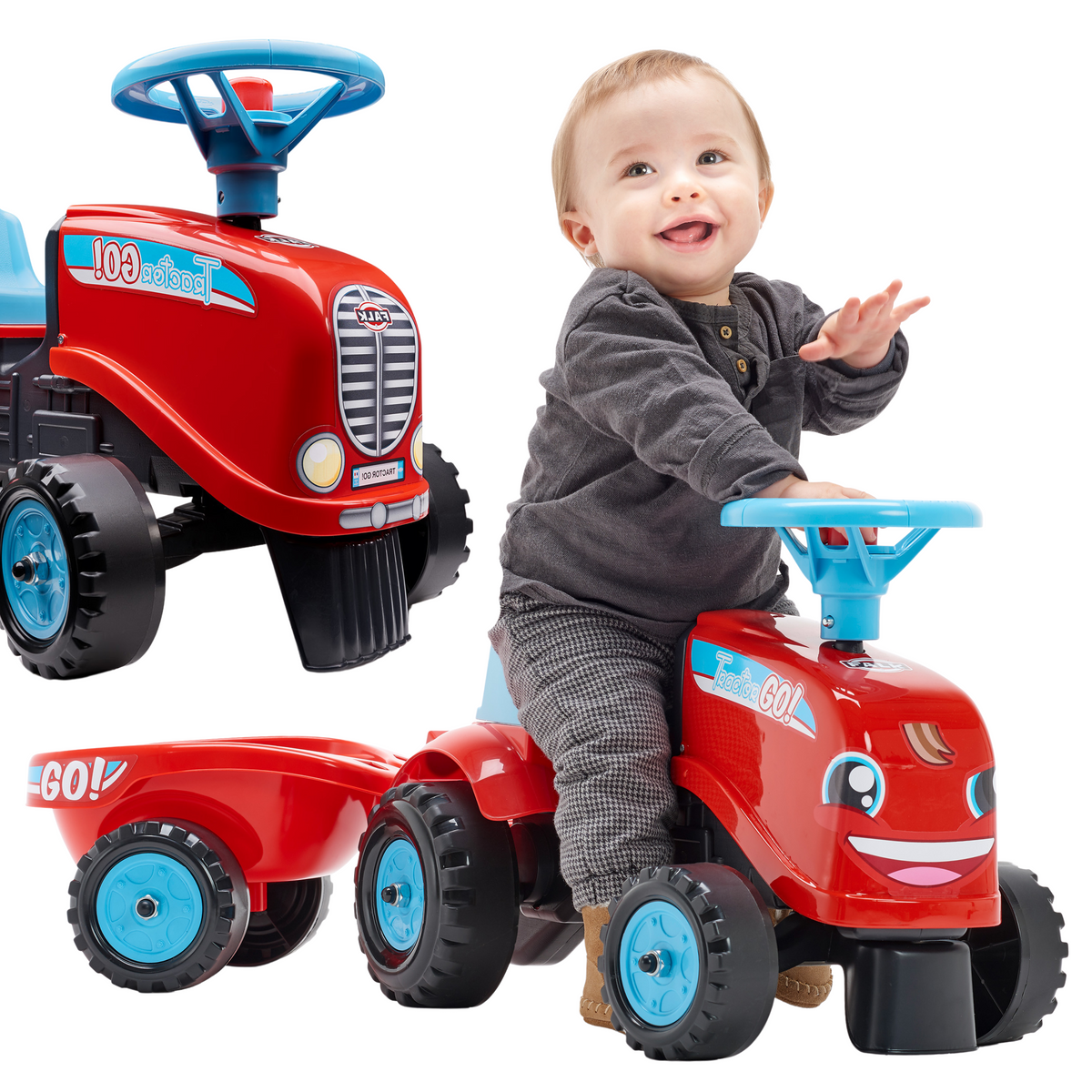 FALK Jeździk Traktor Go! z Przyczepą Czerwony 1-3 lat