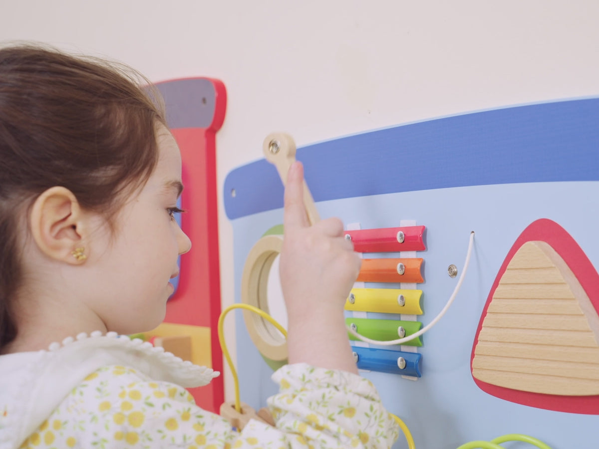 VIGA Drewniana Tablica Sensoryczna-Manipulacyjna EDU Pociąg