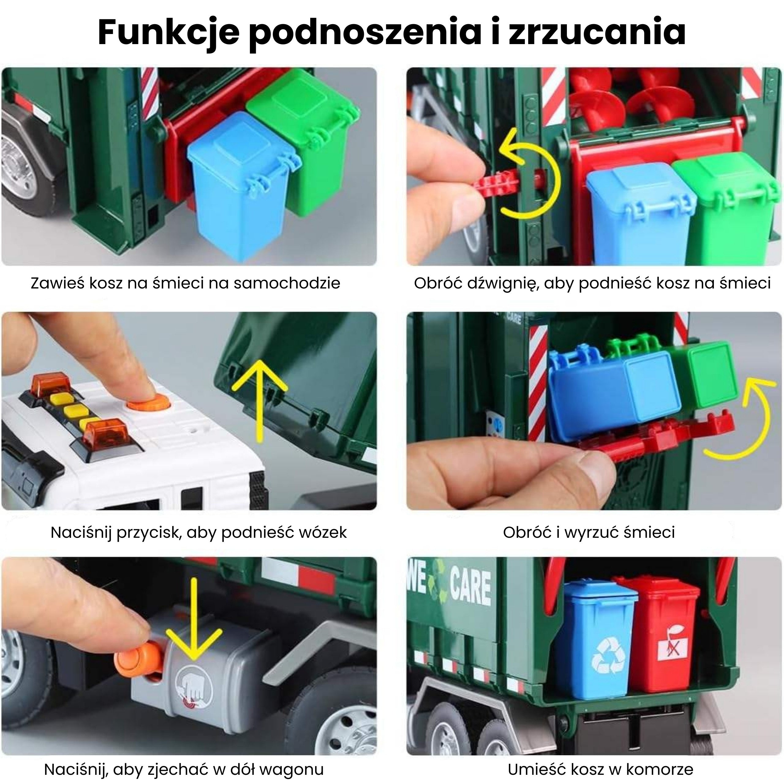 WOOPIE Śmieciarka Ciężarówka Segregacja Śmieci - skala 1:10