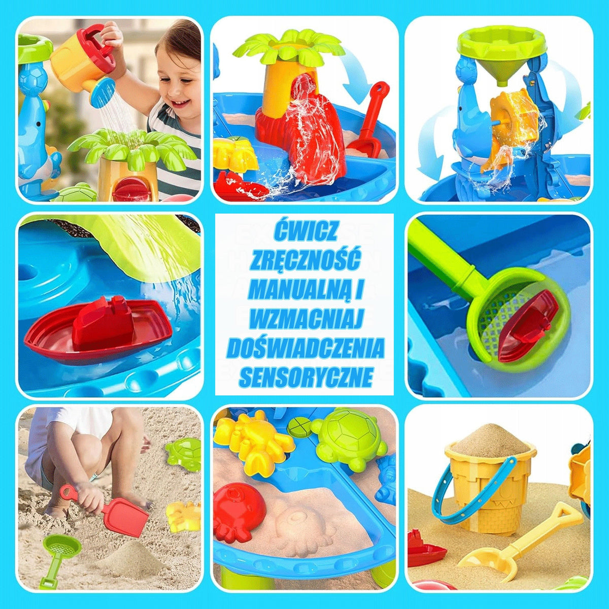 WOOPIE Stolik Wodny 2w1 Piaskownica z Krzesełkiem Aquapark z Delfinem