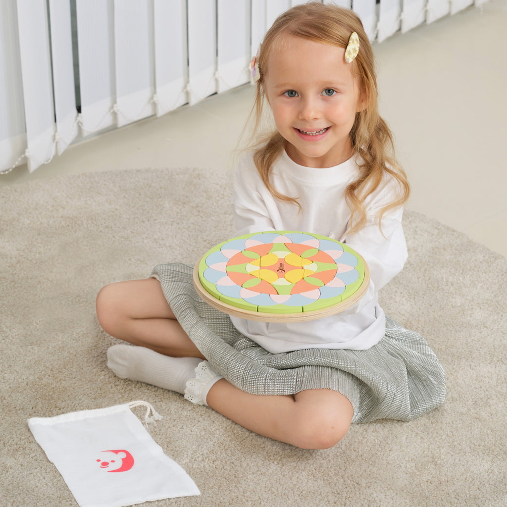 CLASSIC WORLD Pastelowa Mandala Układanka Montessori Mozaika Kwiaty