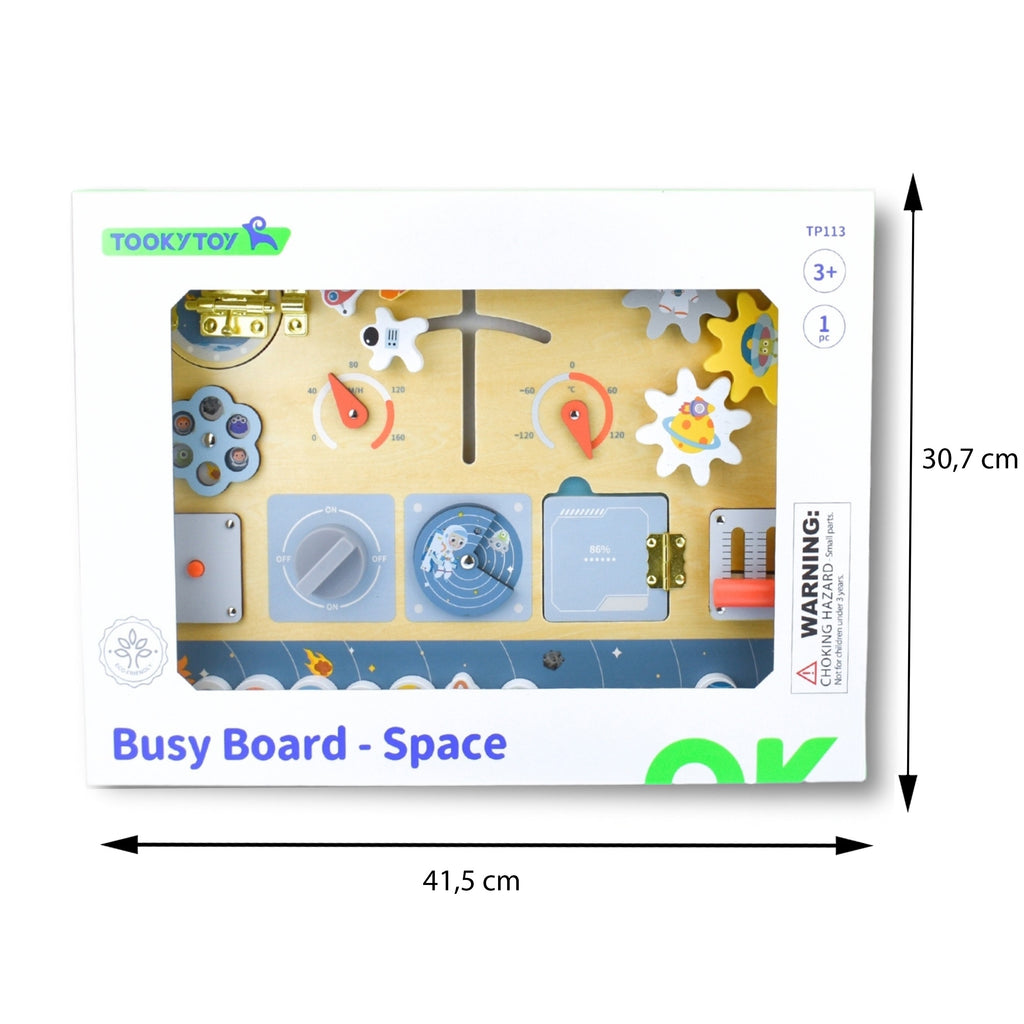 TOOKY TOY Drewniana Tablica Edukacyjna Montessori Astronauta Statek Kosmiczny