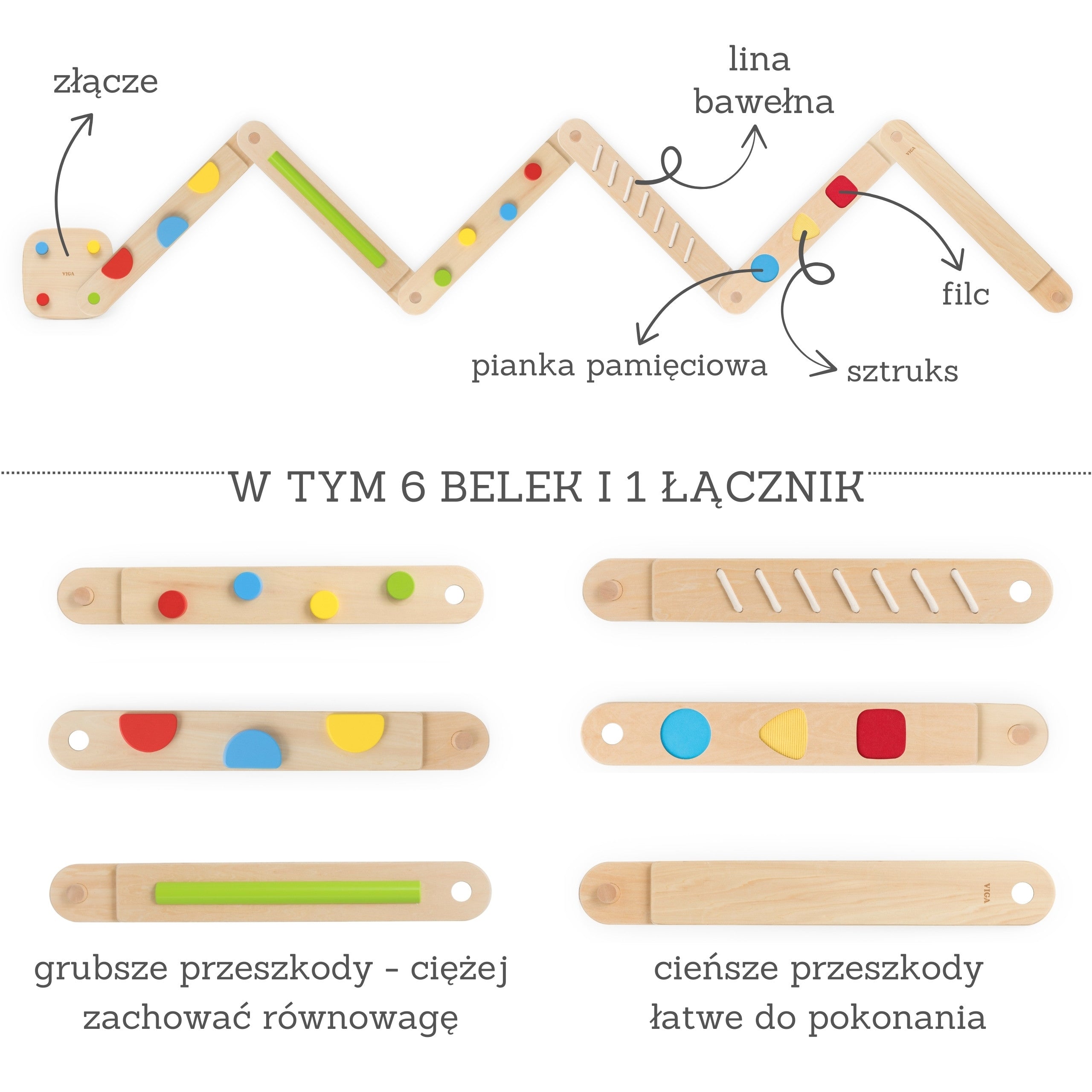 VIGA Drewniana Równoważnia Modułowa Tor Ścieżka Sensoryczna
