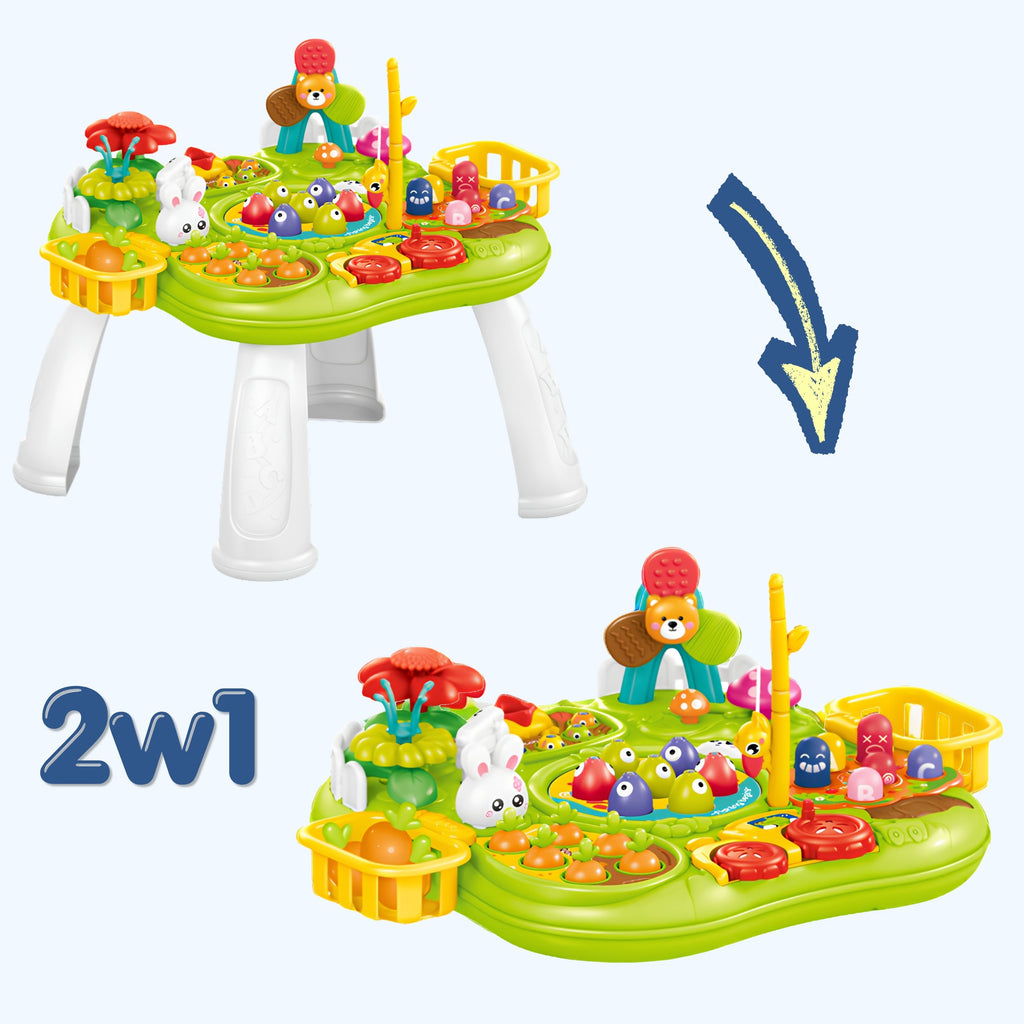 WOOPIE BABY Stolik Edukacyjny Interaktywny 2w1 Gra Łowienie Rybek Młotek Sorter Dźwięk Światło