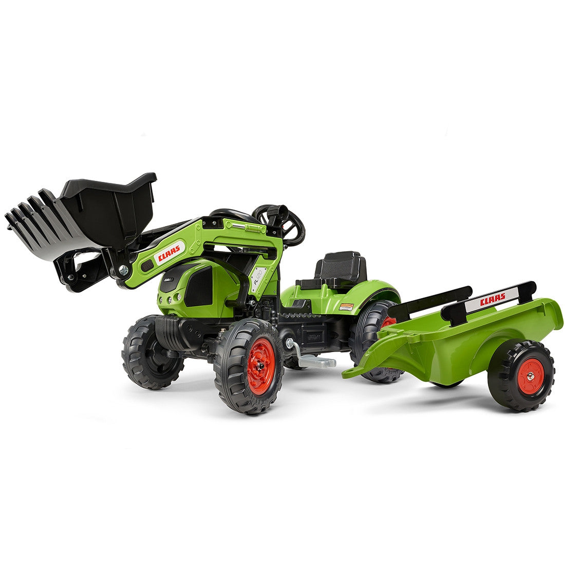 Falk Traktor na Pedały Claas z Przyczepą i Łyżką Zielony dla Dzieci 2-5