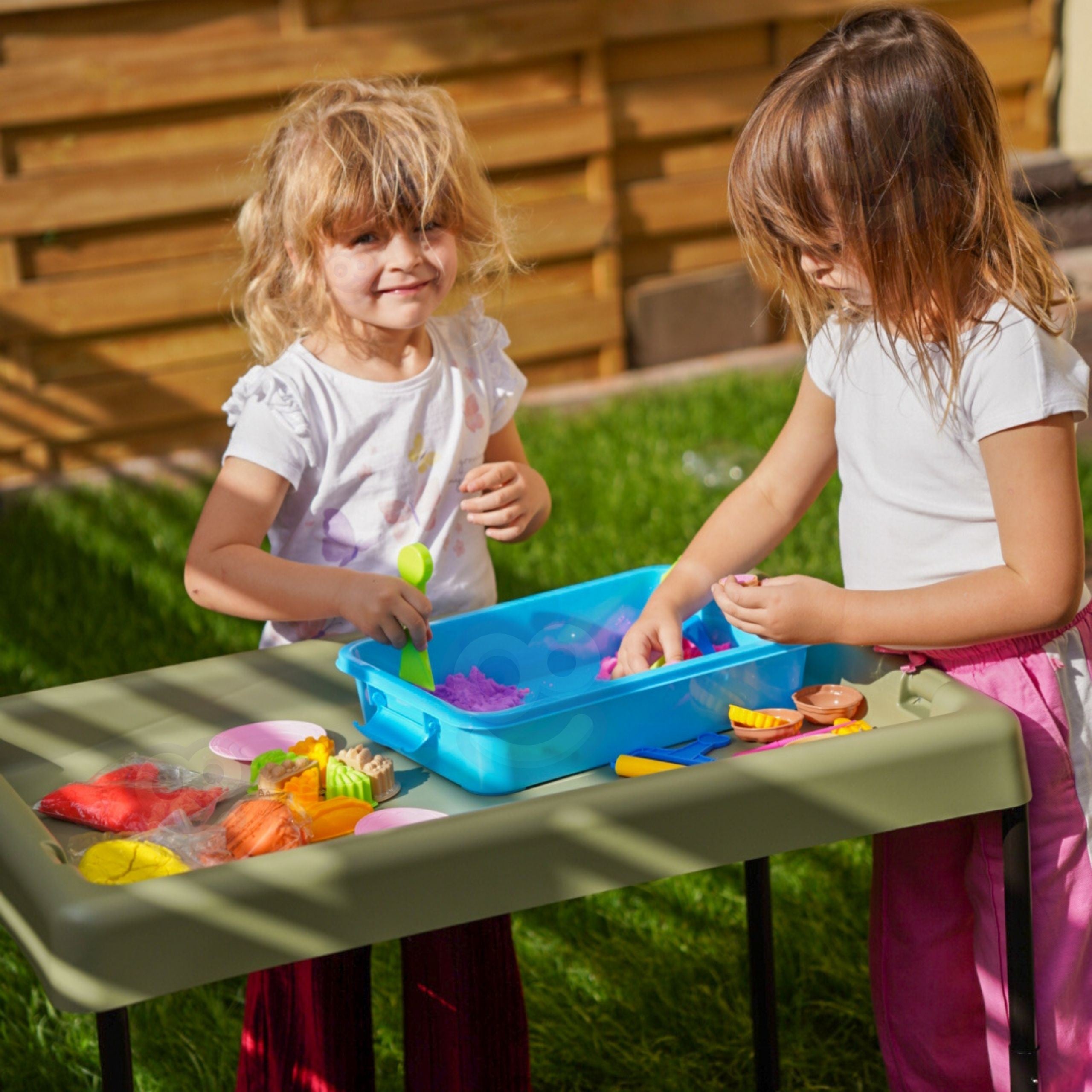 MASTERKIDZ Prostokątny Stolik Sensoryczny Do Zabawy Piaskiem I Wodą Regulowana Wysokość