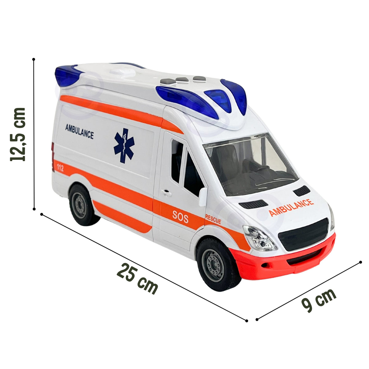 WOOPIE Pogotowie Karetka Ambulans Nosze w Zestawie + Sygnały Dźwiękowe I Świetlne