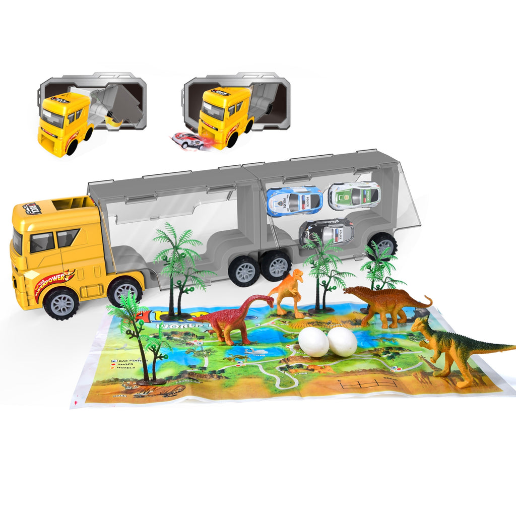 WOOPIE Ciężarówka Transporter 2w1 Zestaw Dinozaurów + Makieta