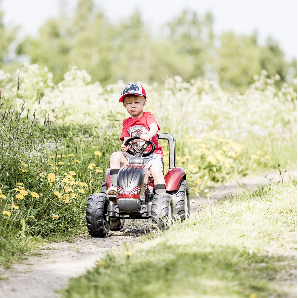 FALK Traktor na Pedały Valtra S4 Bordowy z Przyczepą 3-7 lat