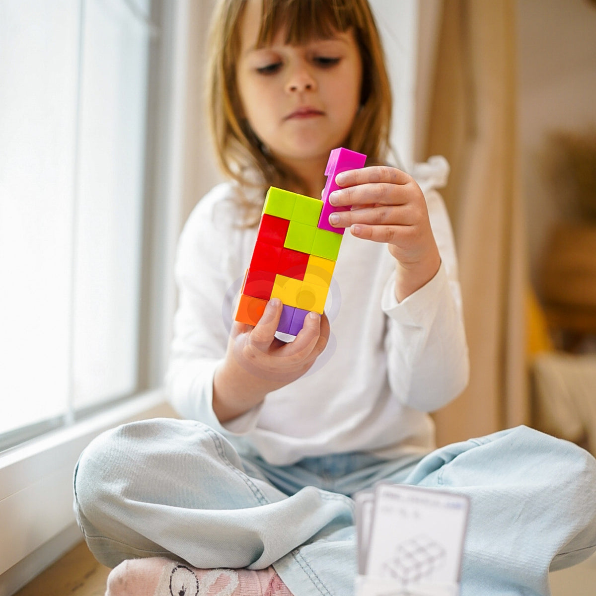 WOOPIE Układanka Kostka Tetris Z Zestawem Kart