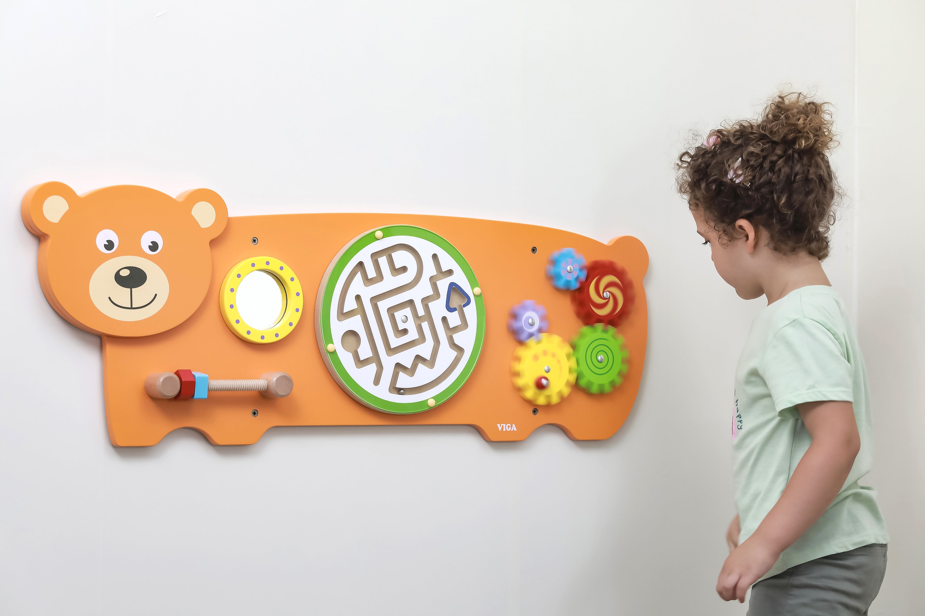 VIGA Tablica Sensoryczna Manipulacyjna Miś Certyfikat FSC Montessori