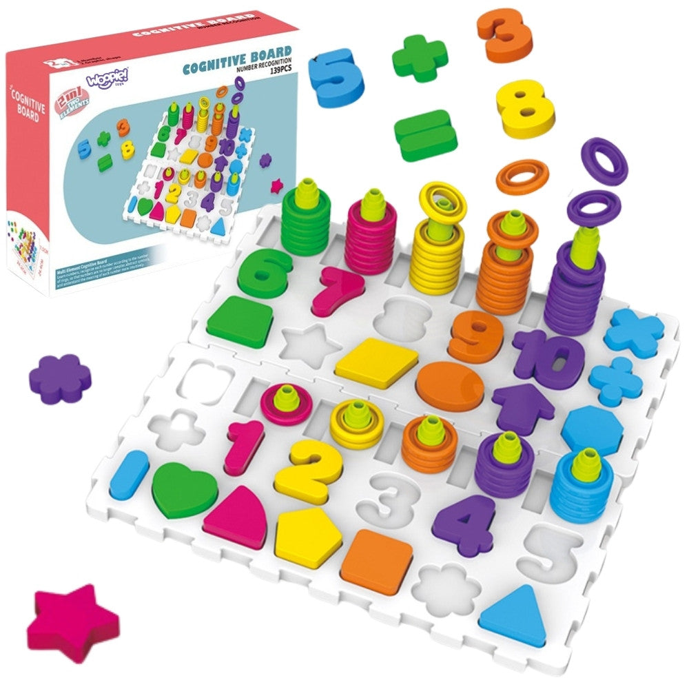 WOOPIE Układanka Montessori Sorter Trening Mózgu Literki Cyferki 139 el