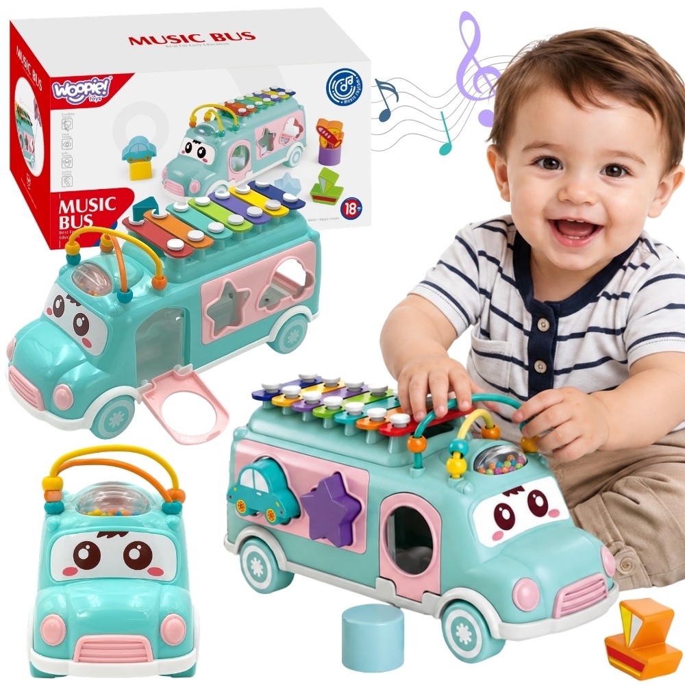 WOOPIE BABY Samochodzik Muzyczny Sorter z Cymbałkami Zielony