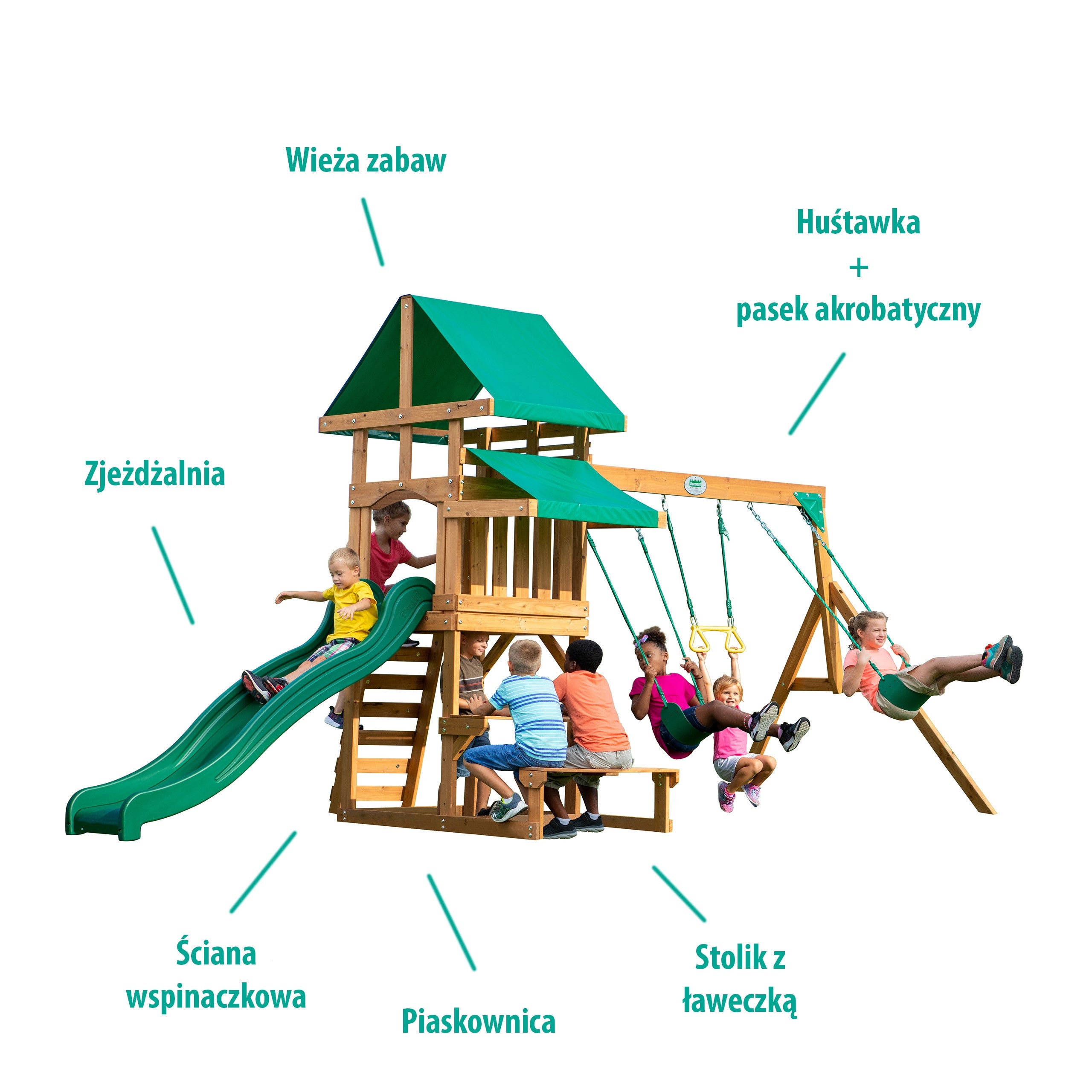 BACKYARD DISCOVERY Belmont Drewniany Plac Zabaw 6w1