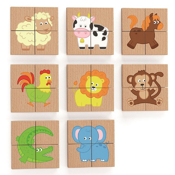 VIGA Drewniane Puzzle Magnetyczne Zwierzęta Układanka Certyfikat FSC