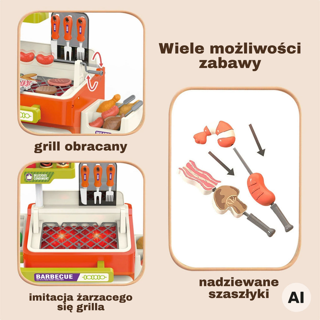 WOOPIE Interaktywny Wózek do Grillowania BBQ Stoisko do Grilla 51 el. Efekty Prawdziwego Grillowania