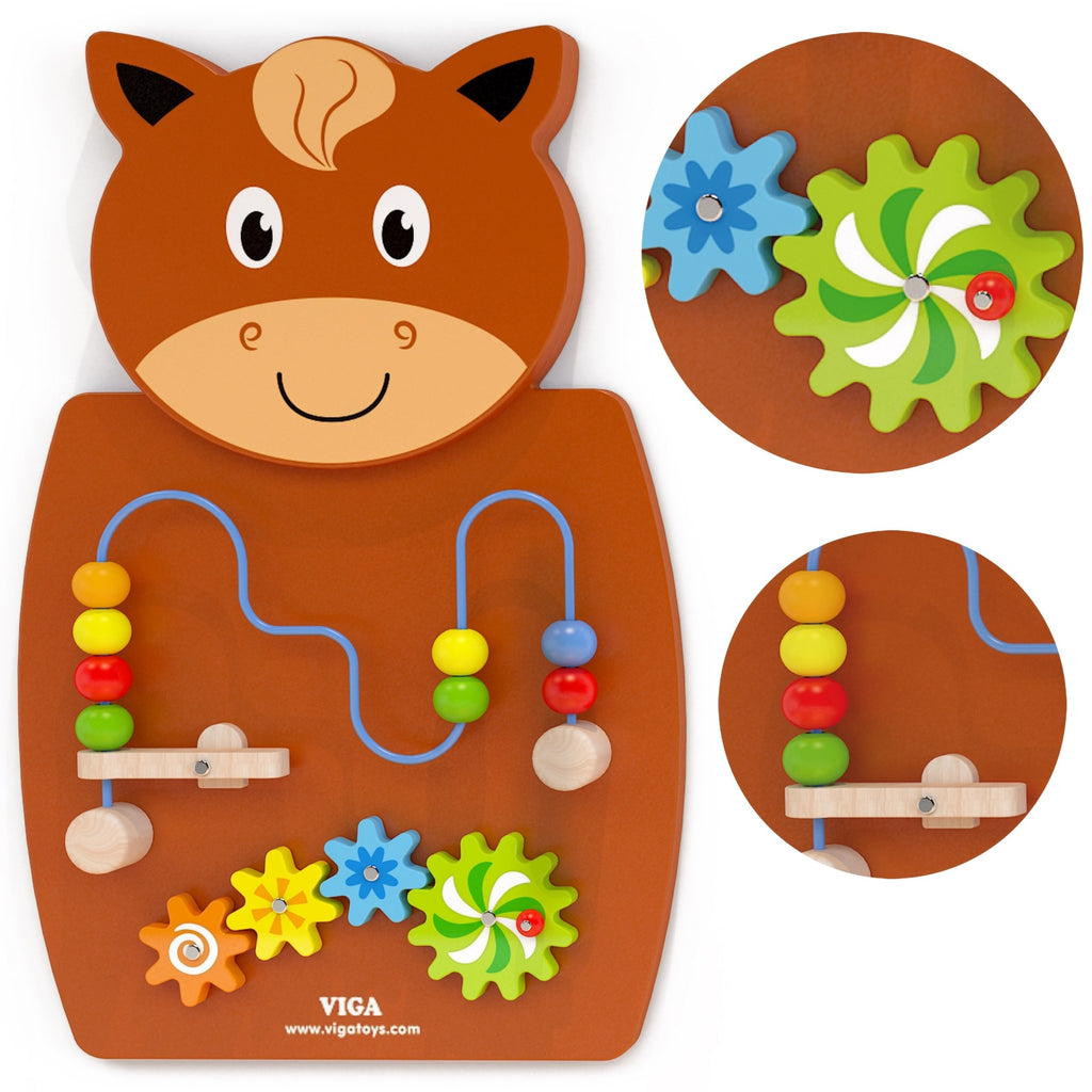 VIGA Drewniana Tablica Manipulacyjna Konik Certyfikat FSC Montessori