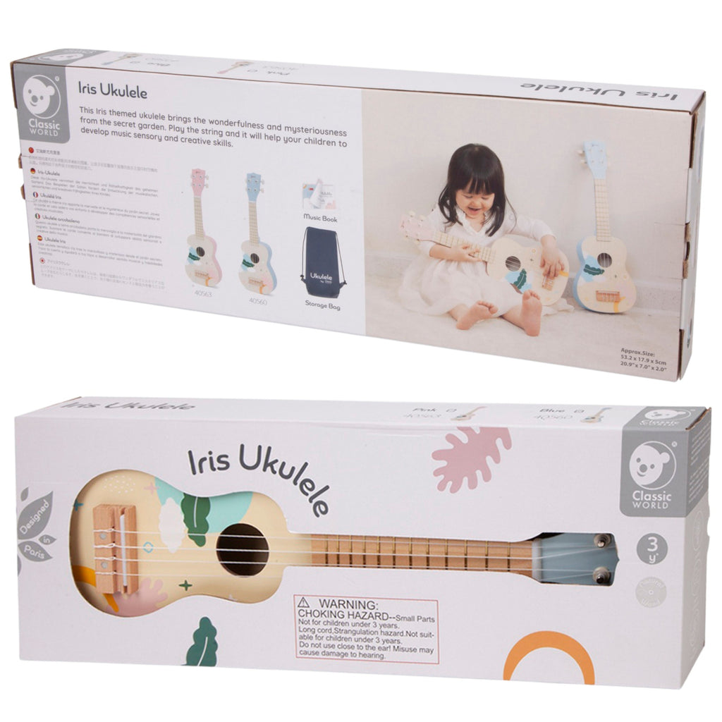 CLASSIC WORLD Drewniane Ukulele Gitara dla Dzieci Niebieskie
