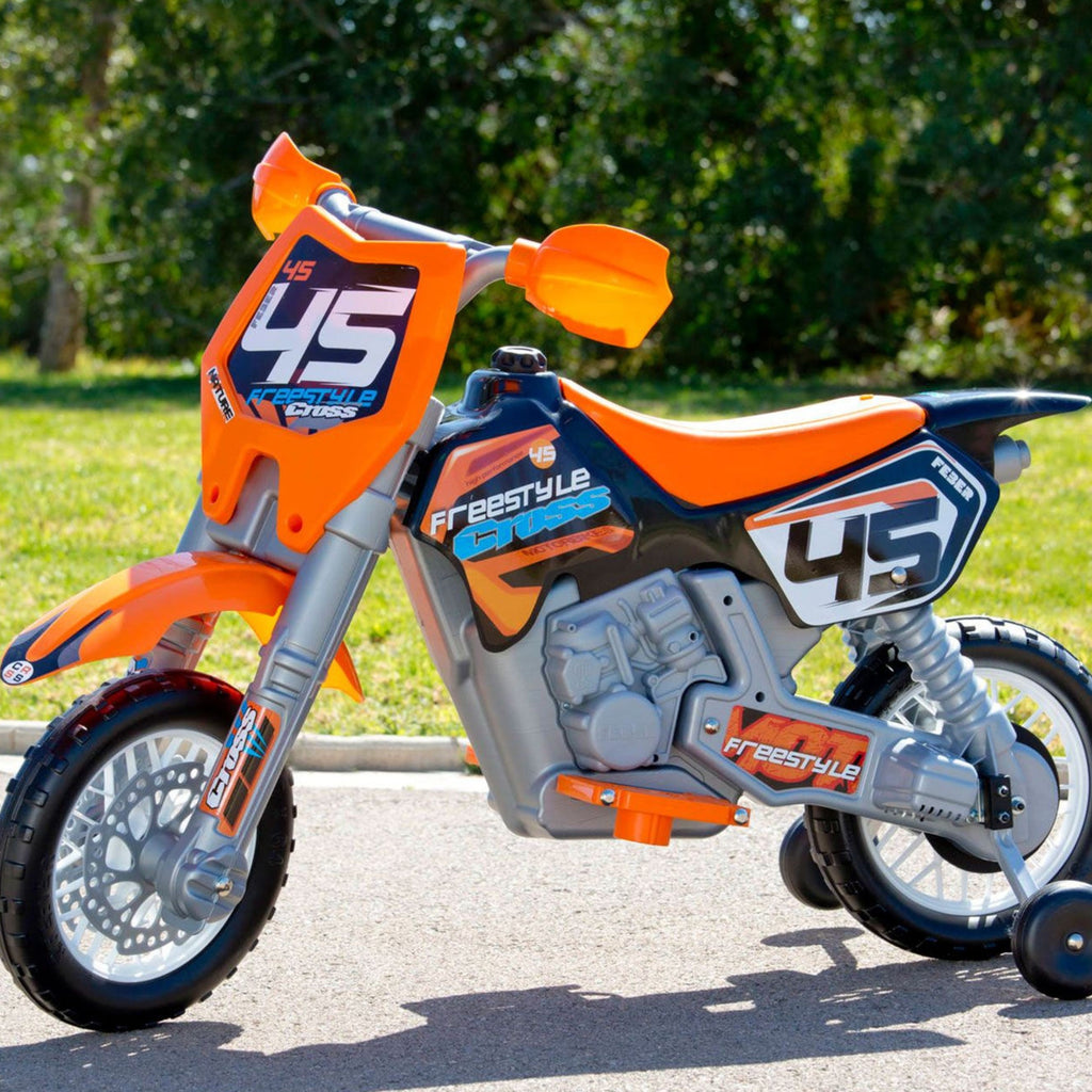 FEBER Motocykl Cross Pomarańczowy na Akumulator 6V dla Dzieci