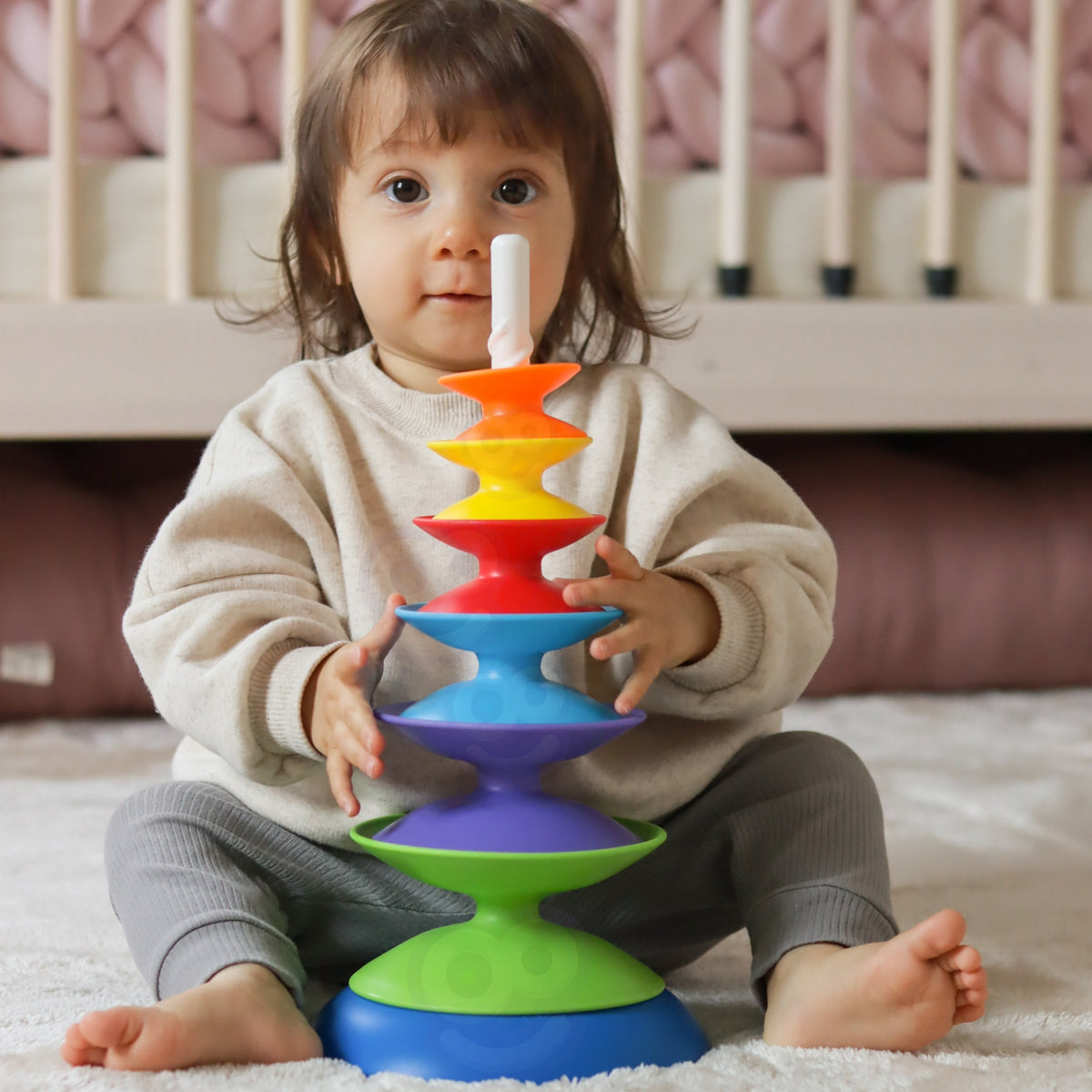 WOOPIE BABY Kolorowa Wieża Układanka Piramidka Edukacyjna 18m+