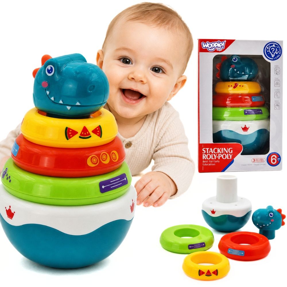 WOOPIE BABY Zabawka Sensoryczna Dino Układanka Piramidka dla Niemowląt