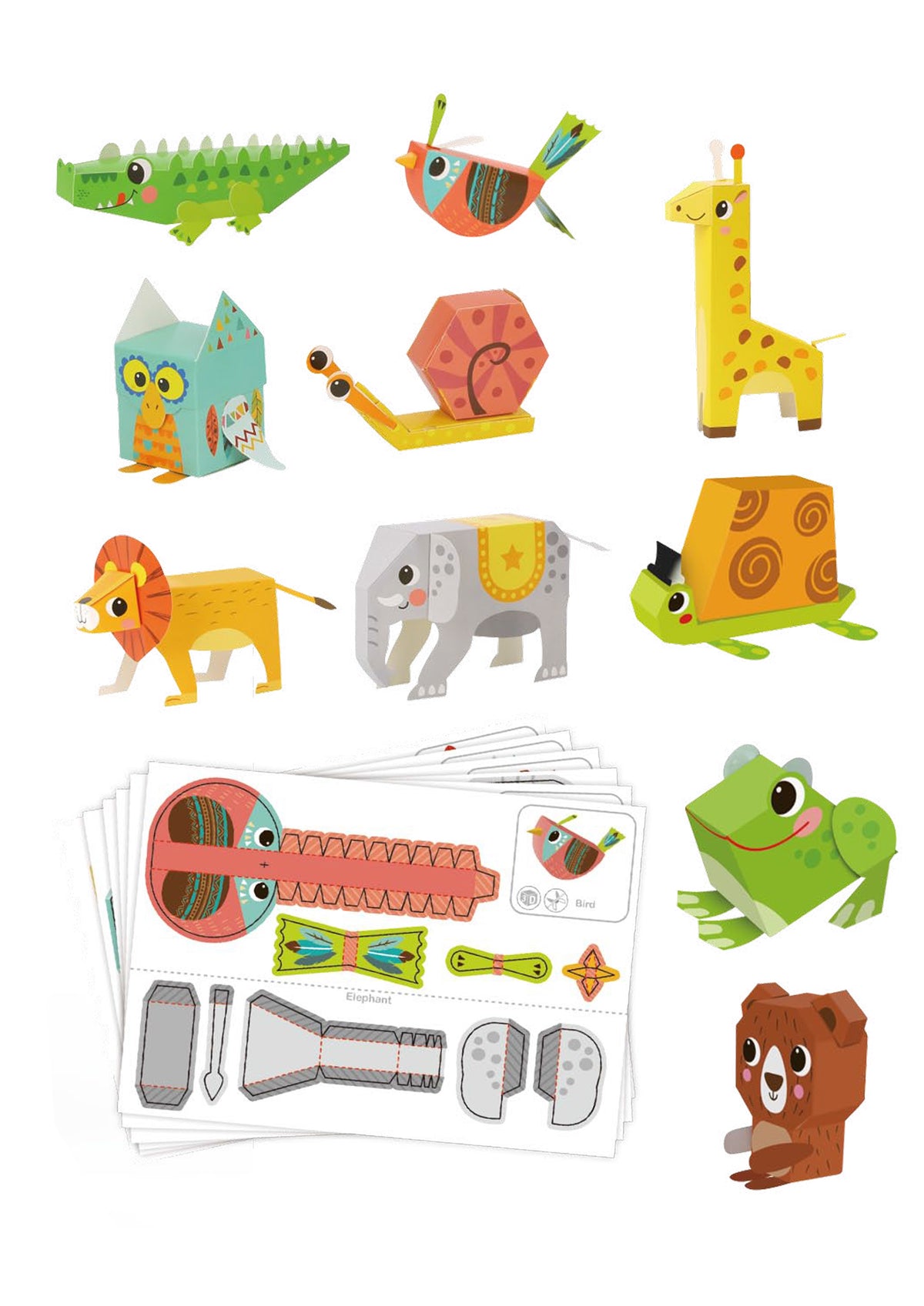 WOOPIE ART&FUN Zestaw Kreatywny Origami 3D Zrób to Sam 10 Zwierzaków