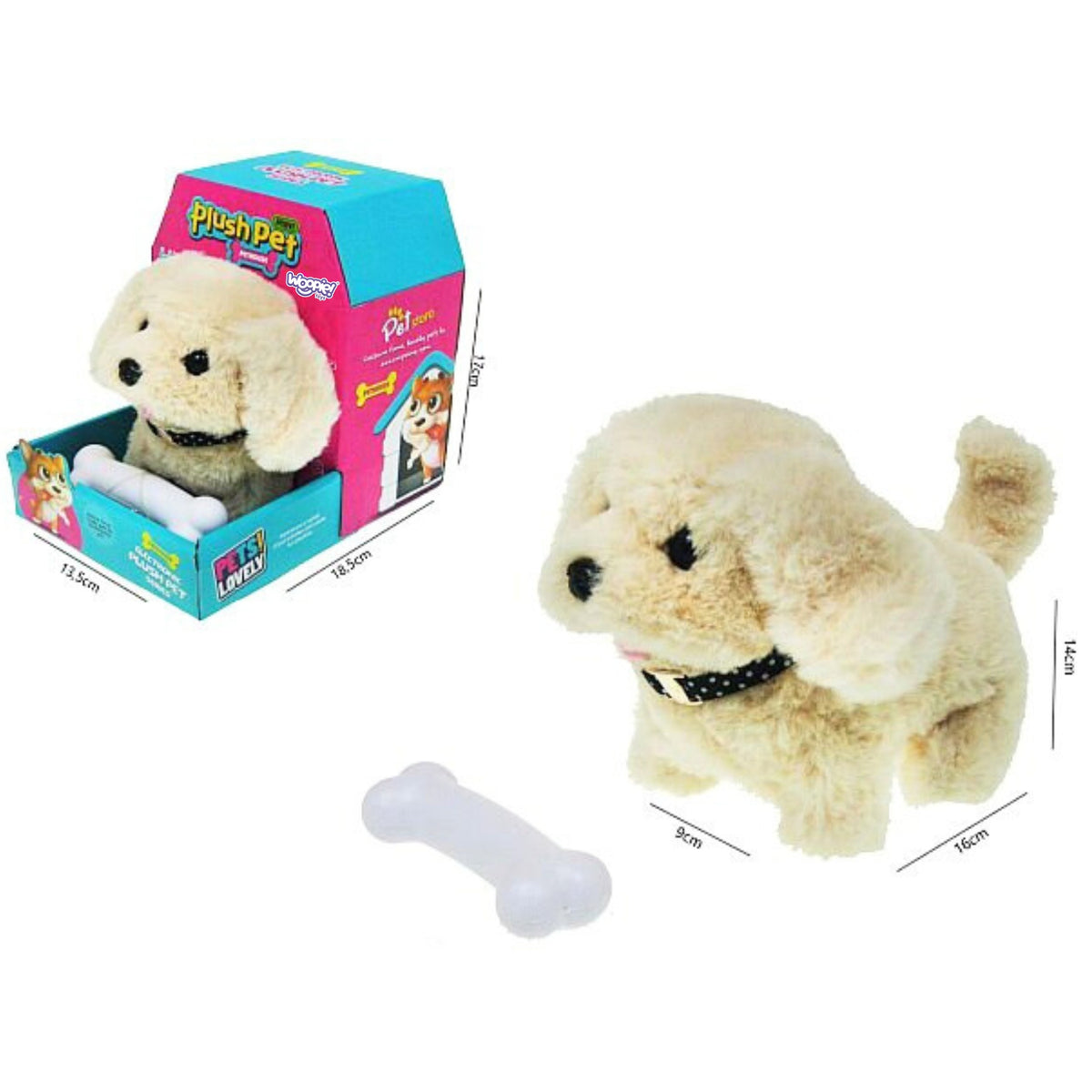 WOOPIE Piesek Interaktywny Pluszak z Kością Bichon Golden Retriever