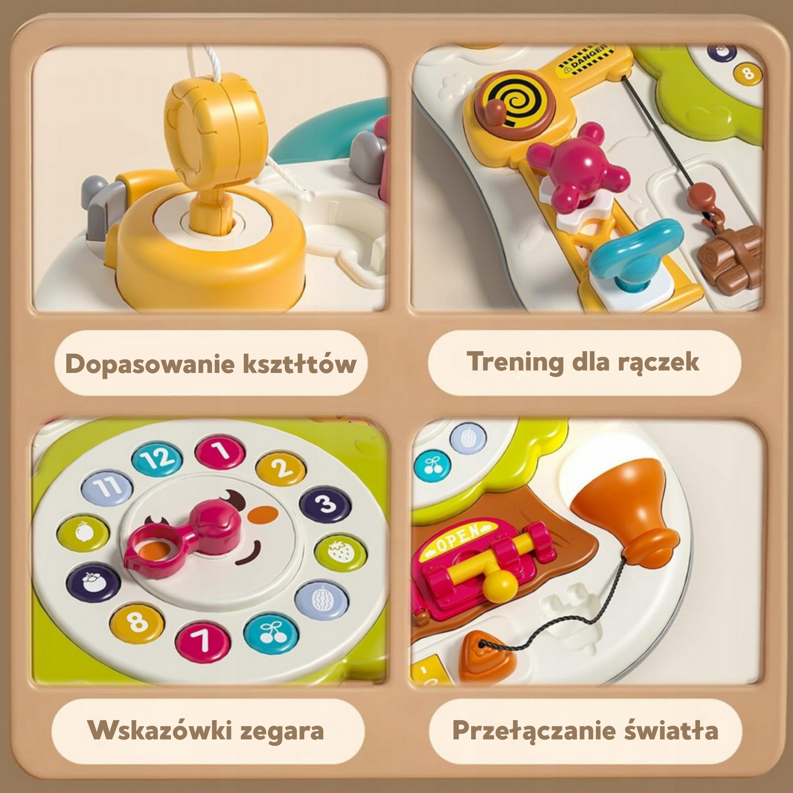 WOOPIE Tablica Montessori Manipulacyjna Sensoryczna Interaktywna dla Malucha