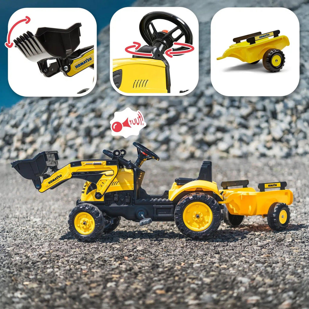 FALK Traktor na Pedały Koparka Komatsu z Przyczepą i Łyżką 2-5 Lat