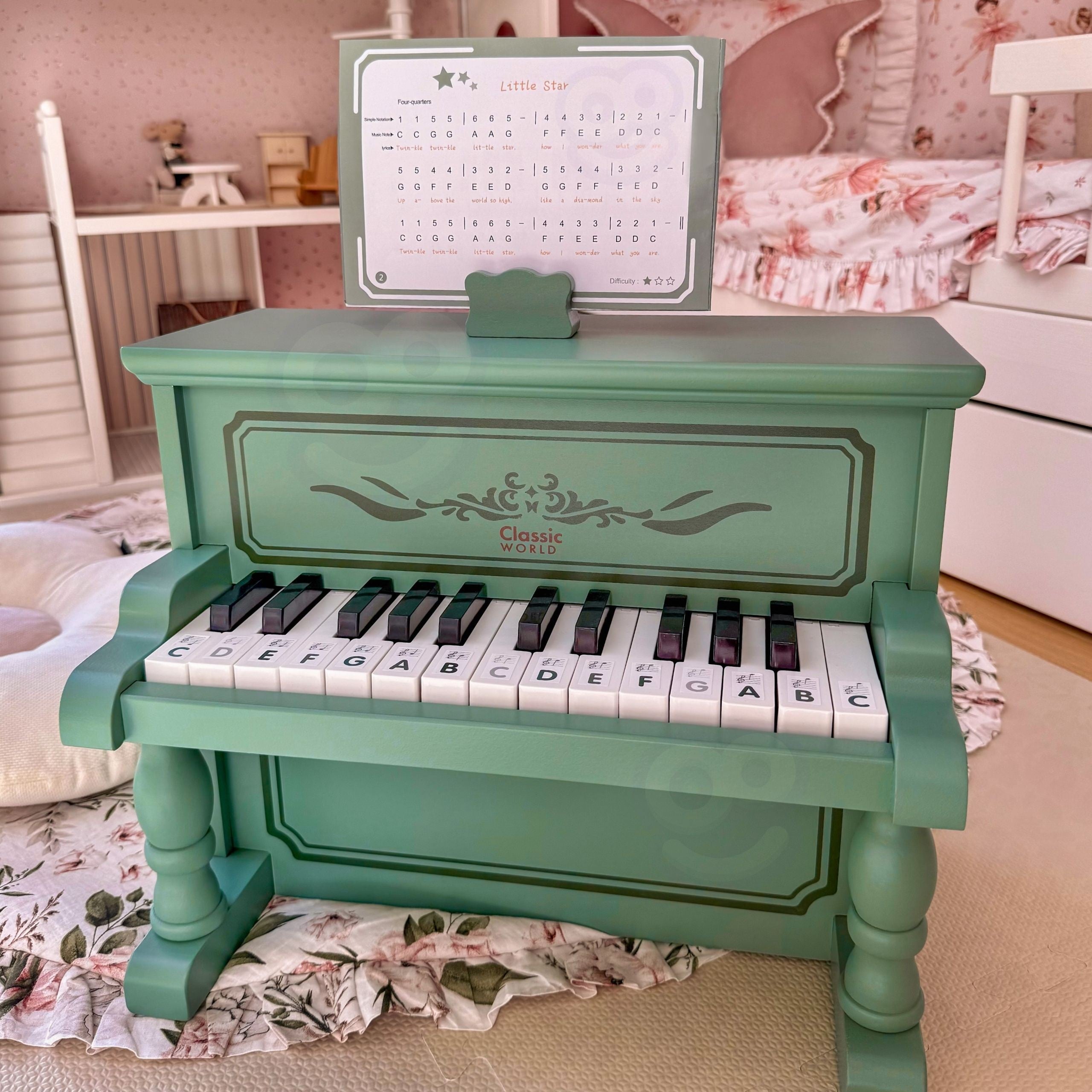 CLASSIC WORLD Pianinko Vintage + Książeczka do Nauki