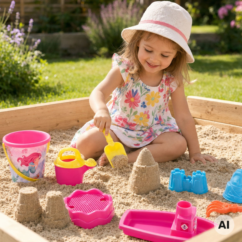 WOOPIE Zestaw do Piasku z Łódką i Torbą  Akcesoria 9 el. Różowy Plaża