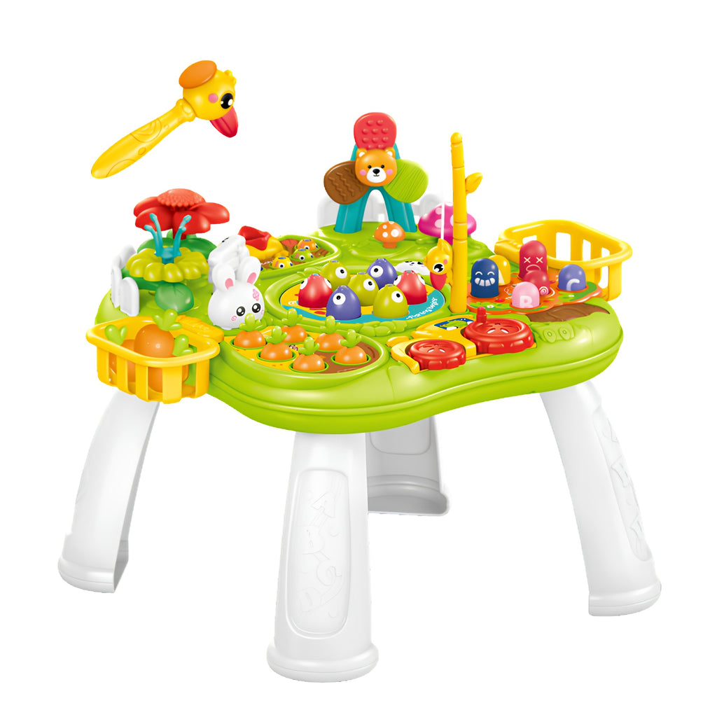 WOOPIE BABY Stolik Edukacyjny Interaktywny 2w1 Gra Łowienie Rybek Młotek Sorter Dźwięk Światło