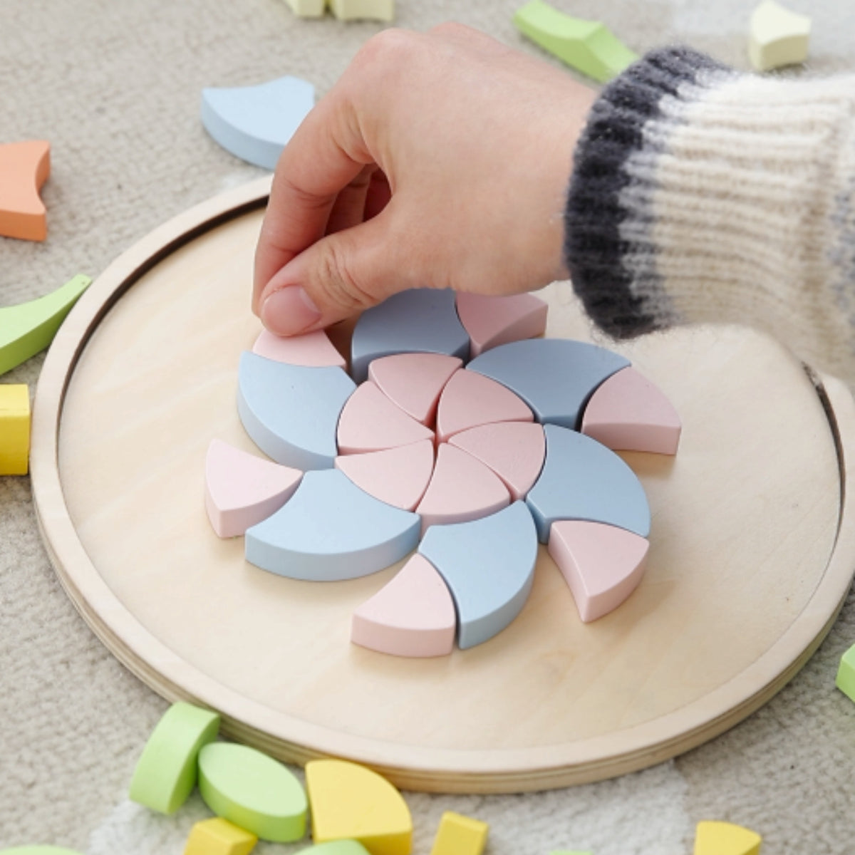 CLASSIC WORLD Pastelowa Mandala Układanka Montessori Mozaika Kwiaty