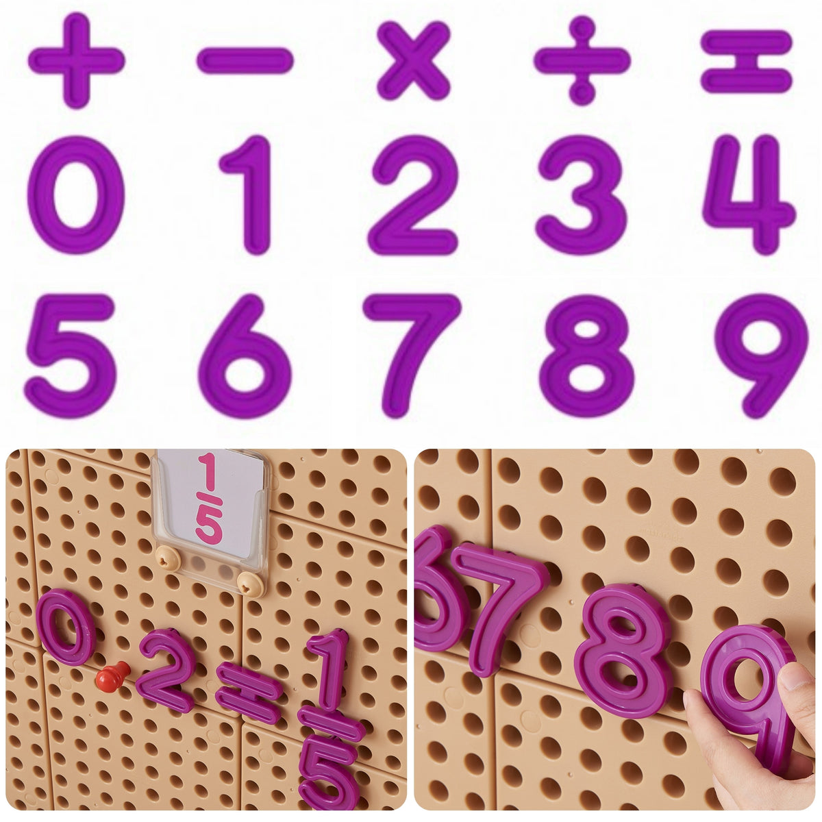 MASTERKIDZ Zestaw Cyferek i Znaków do Nauki Liczenia i Matematyki do Paneli Ściennych STEM 82 el.