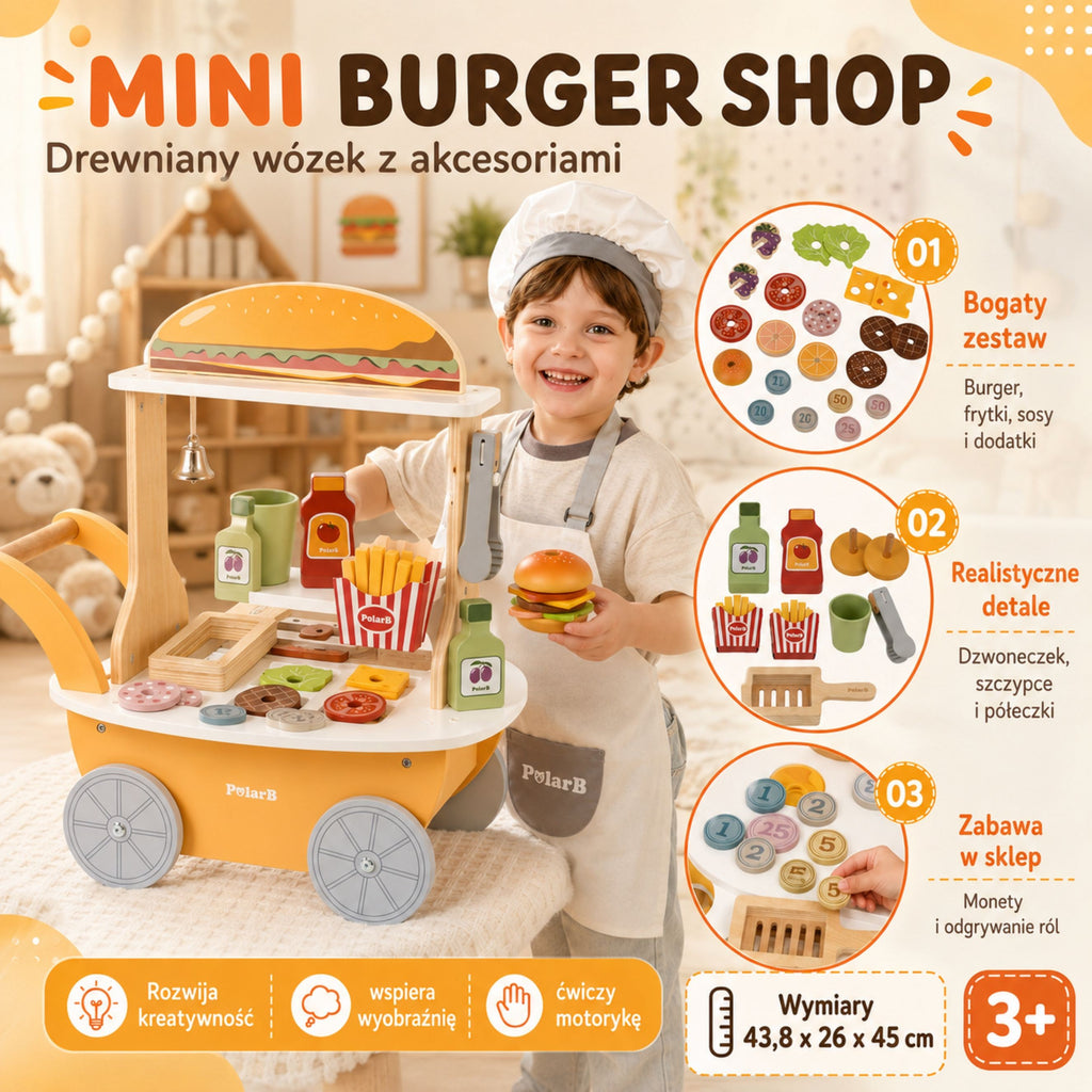 VIGA Minisklep z Hamburgerami - Kreatywna Zabawa w Odgrywanie Ról