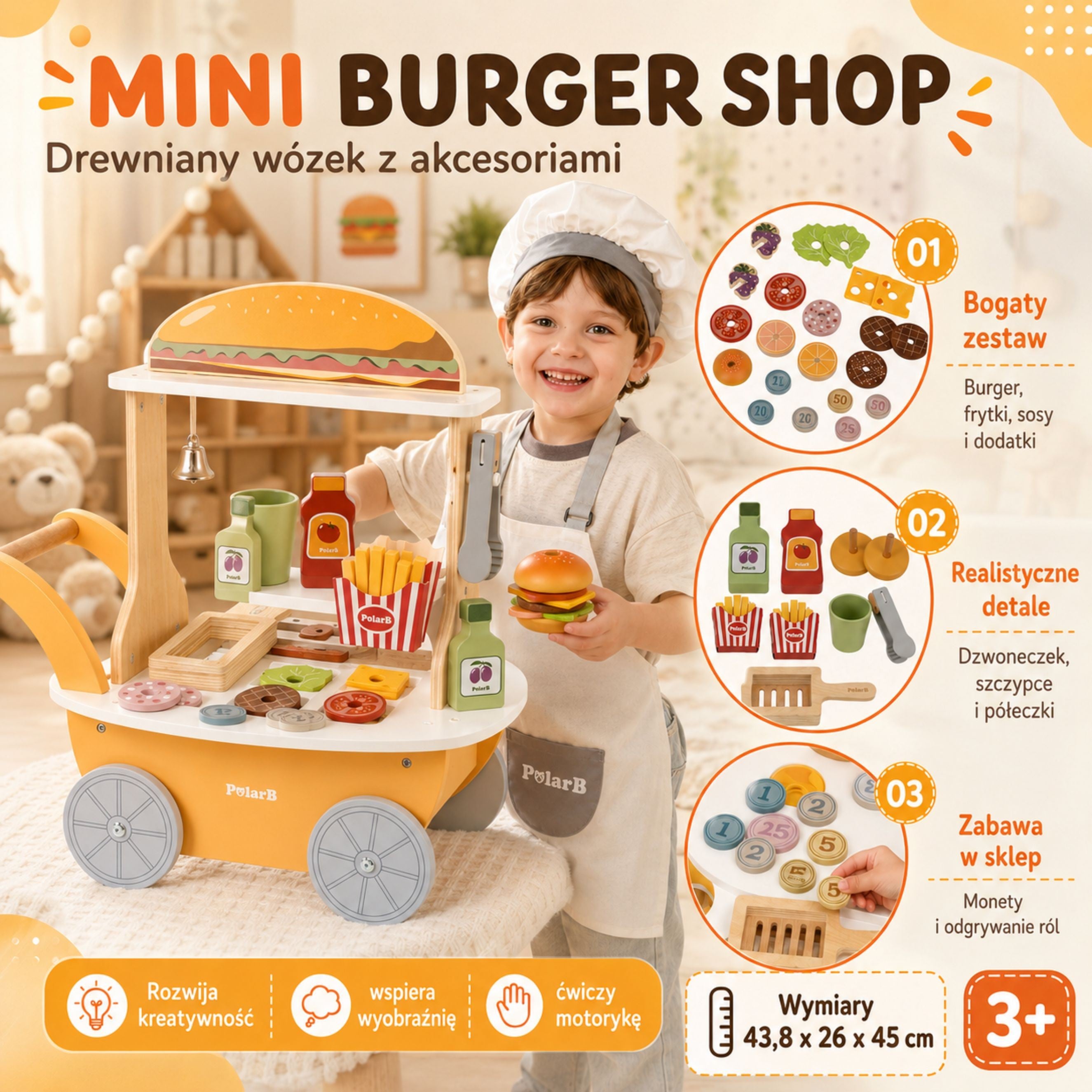 VIGA Minisklep z Hamburgerami - Kreatywna Zabawa w Odgrywanie Ról